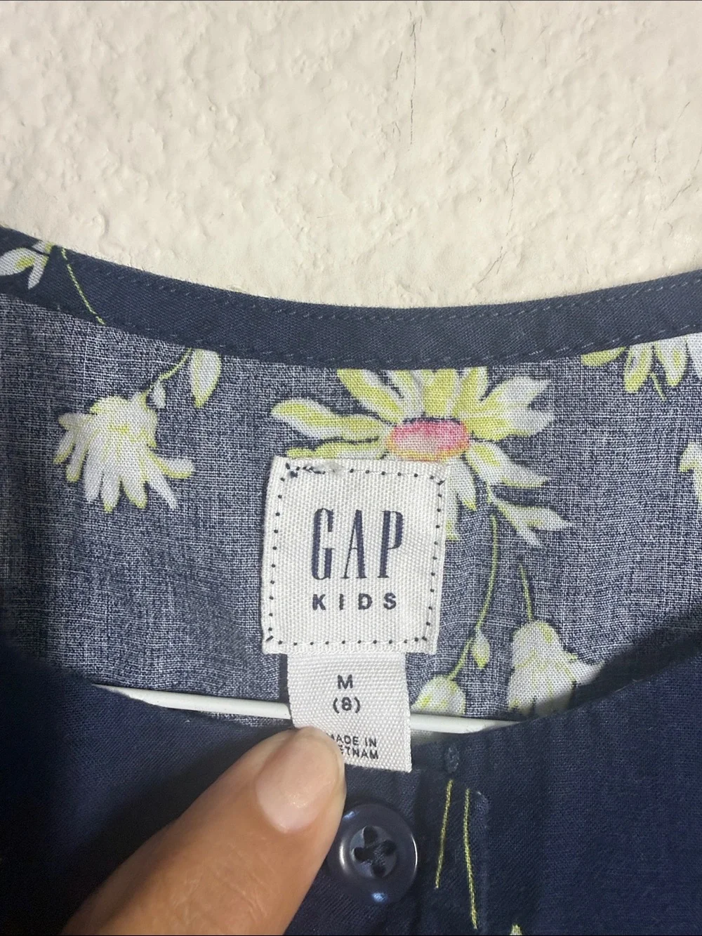 GAP kids Navy Floral Tie-Waist Short Sleeve Dress